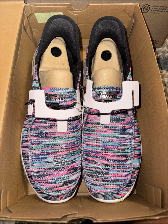 Skechers Shoes - Skechers Multicolor Knit Slip-On Sneakers with Pink and Blue Accents